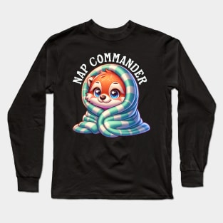 Funny Kawaii Nap Commander for Kids and Adults who love to Nap Long Sleeve T-Shirt